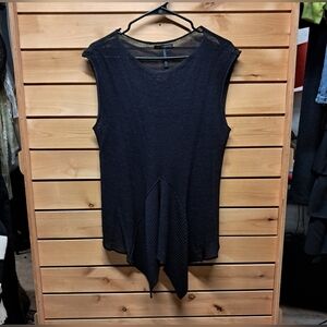 Sarah Pacini Sheer Asymmetrical Sleeveless Top Size L